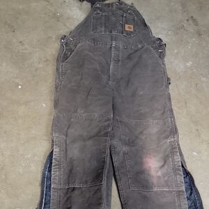 Carhartt Dark Brown Work Bibs Insulated